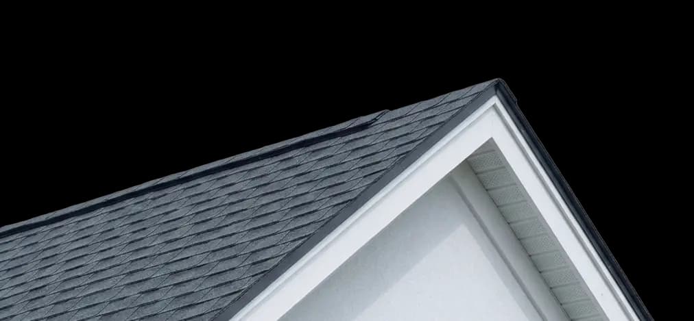 Primer plano del alero de un techo de tejas arquitectónicas en una vivienda del sur de Florida.